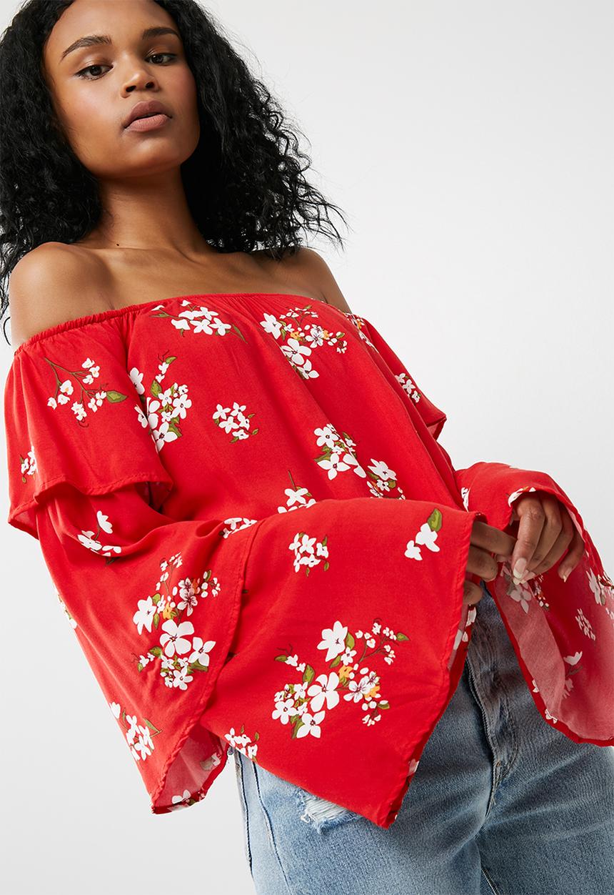 Missguided - Floral print bardot top