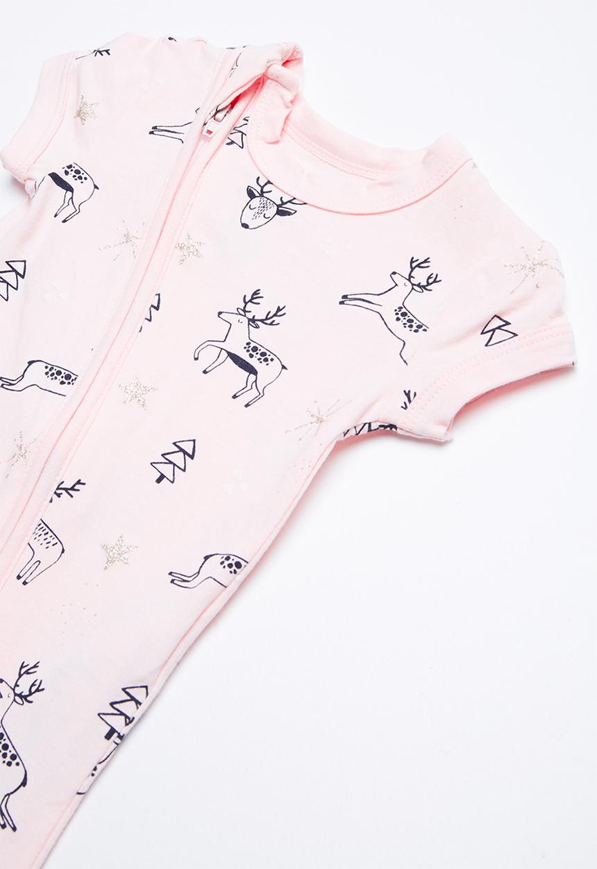 Cotton On - Baby mini SS zip through romper