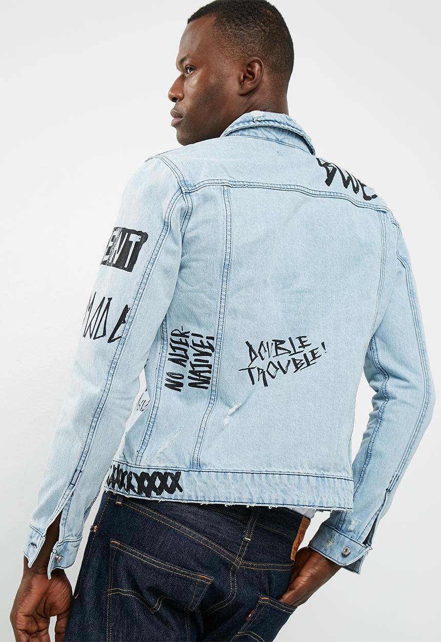 Only & Sons - Doodle denim trucker jacket
