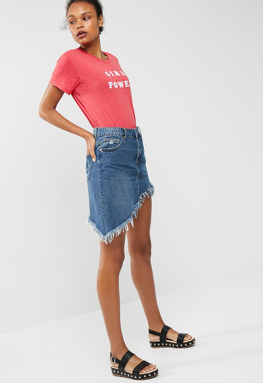 Cotton On - Asymmetric hem denim skirt