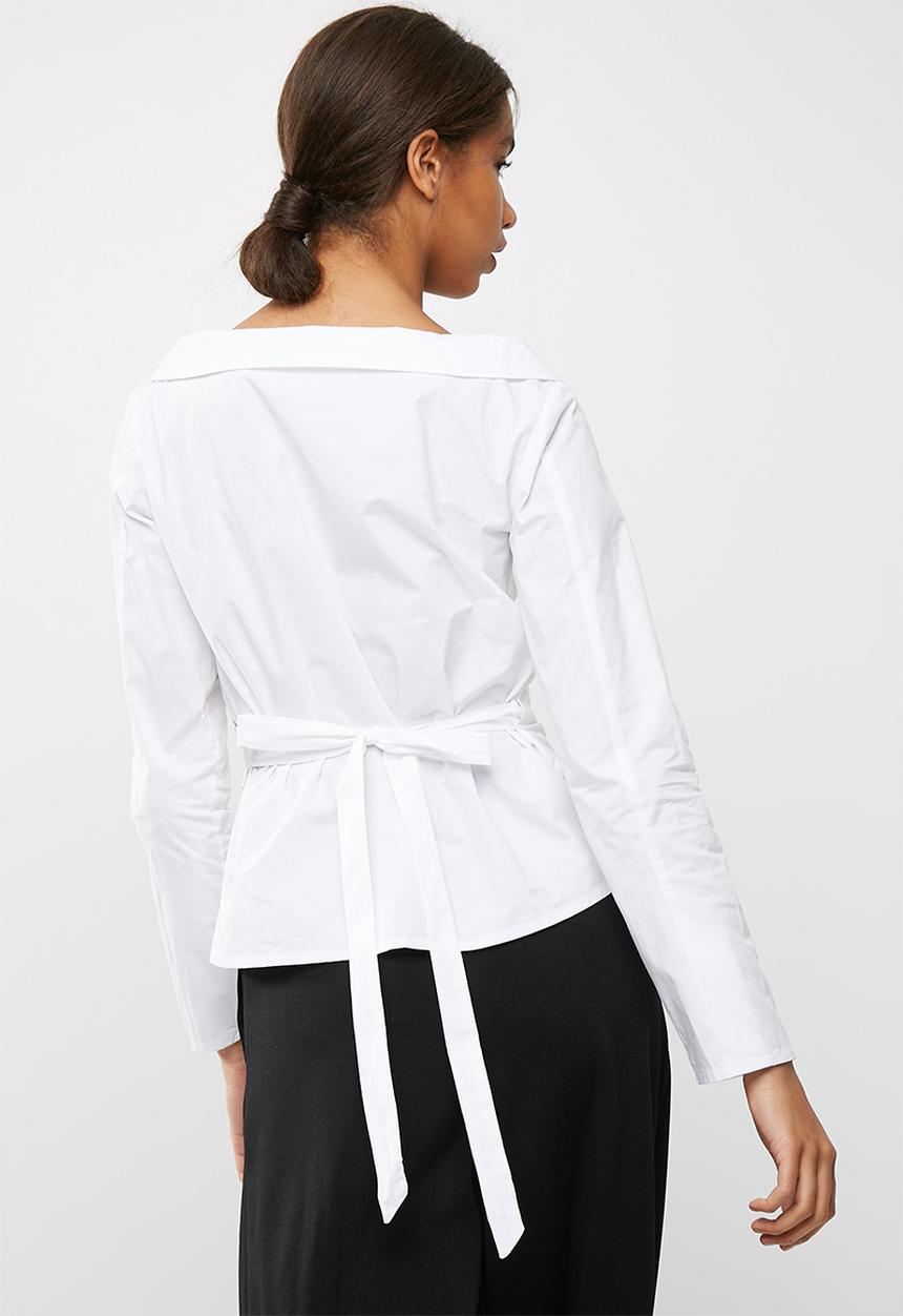 dailyfriday - Poplin wrap shirt with tie belt