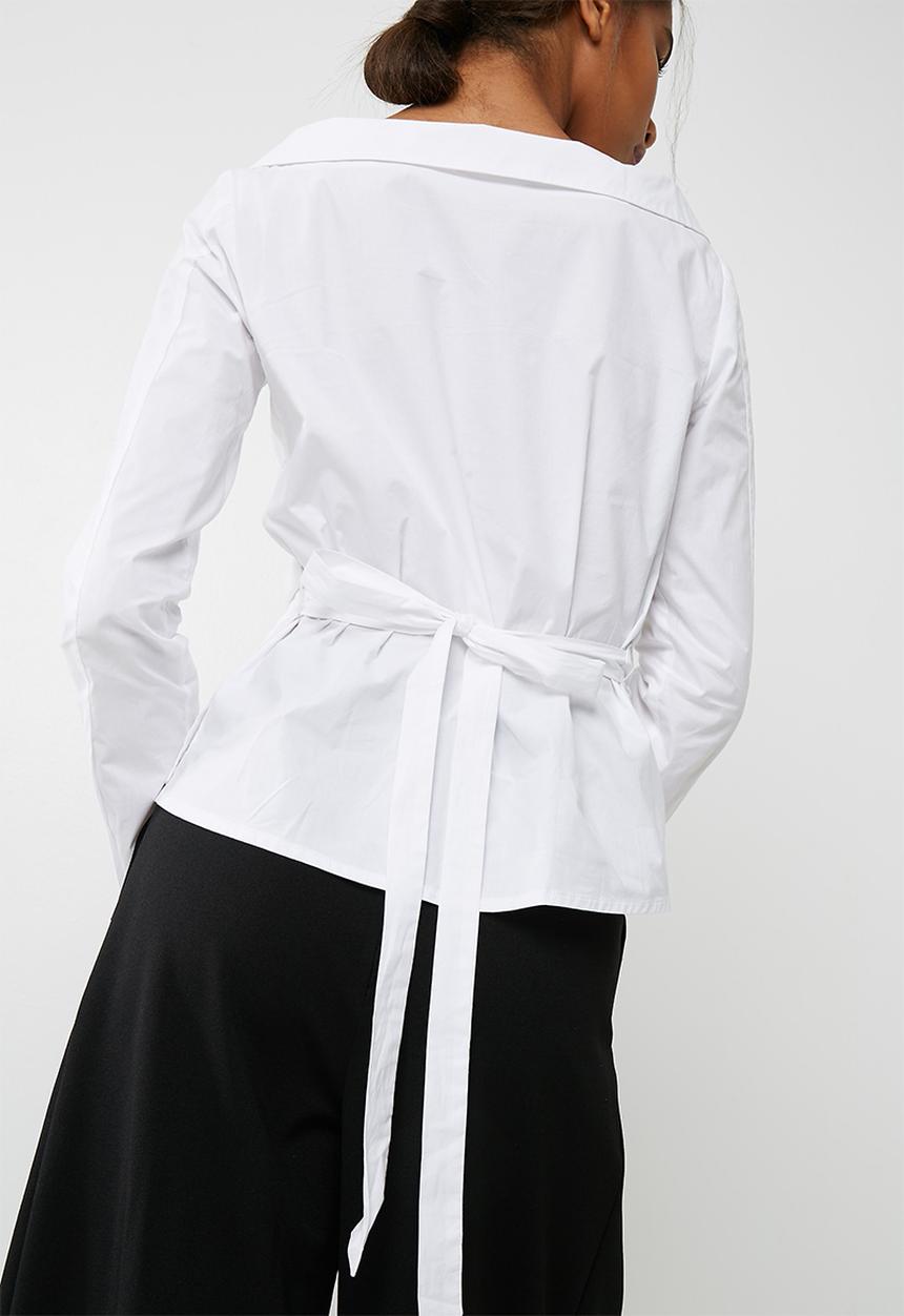 dailyfriday - Poplin wrap shirt with tie belt