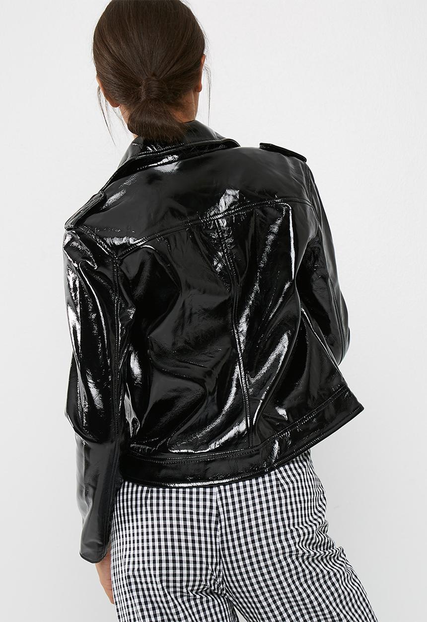 Pieces - Kim vinyl biker jacket