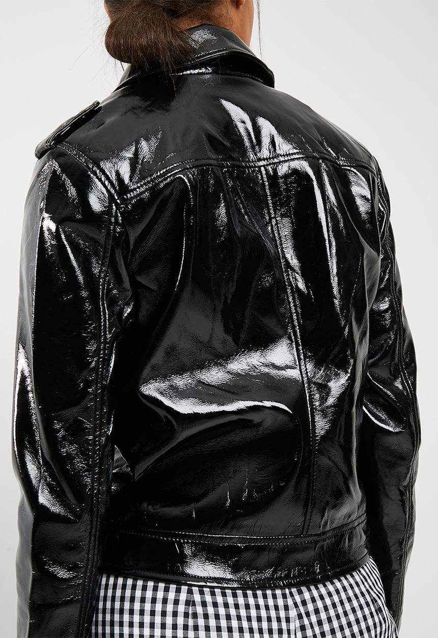 Pieces - Kim vinyl biker jacket