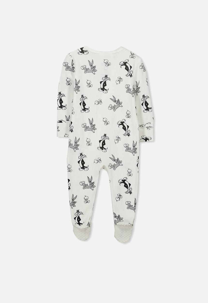Cotton On - Baby license zip through romper - white