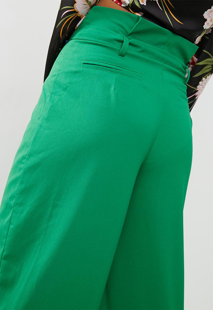 Missguided - Paper bag waist wide leg trousers - green