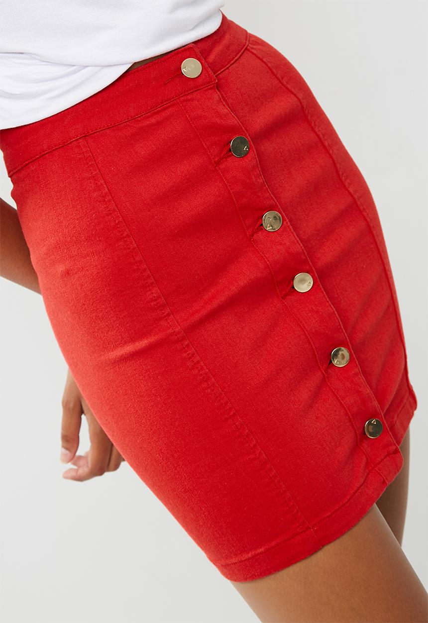 Missguided - Superstretch button through denim mini skirt