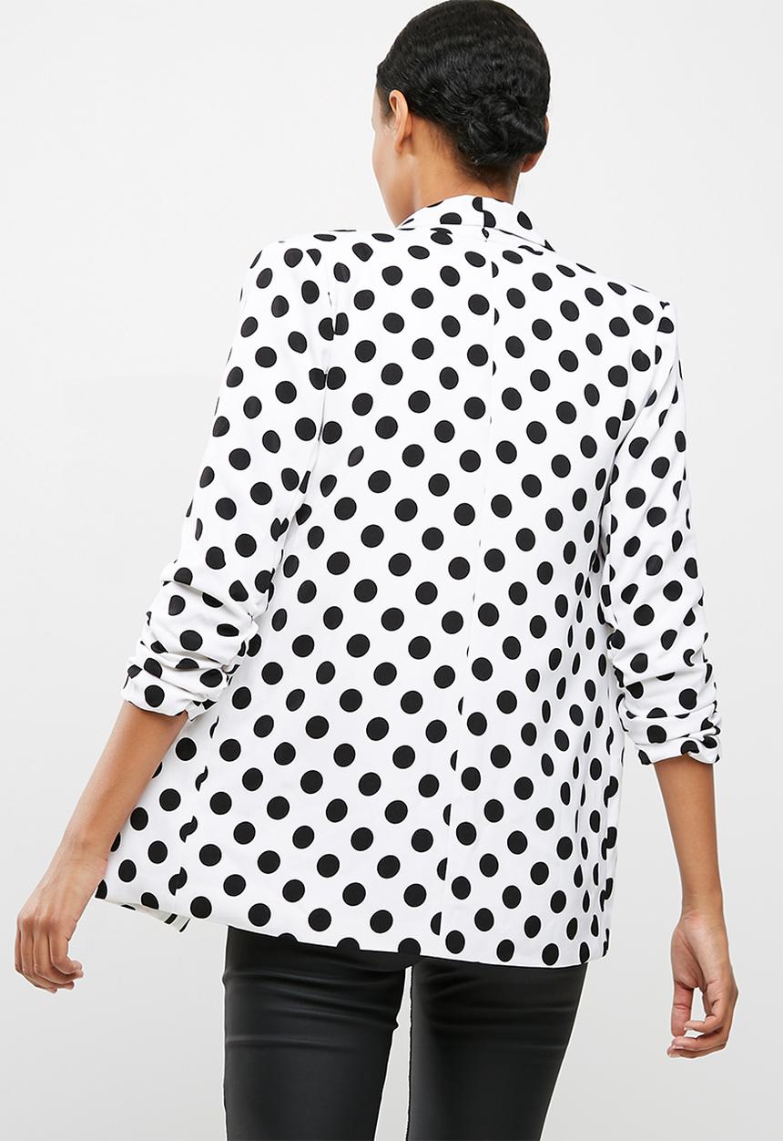 Missguided - Polka dot gathered sleeve blazer