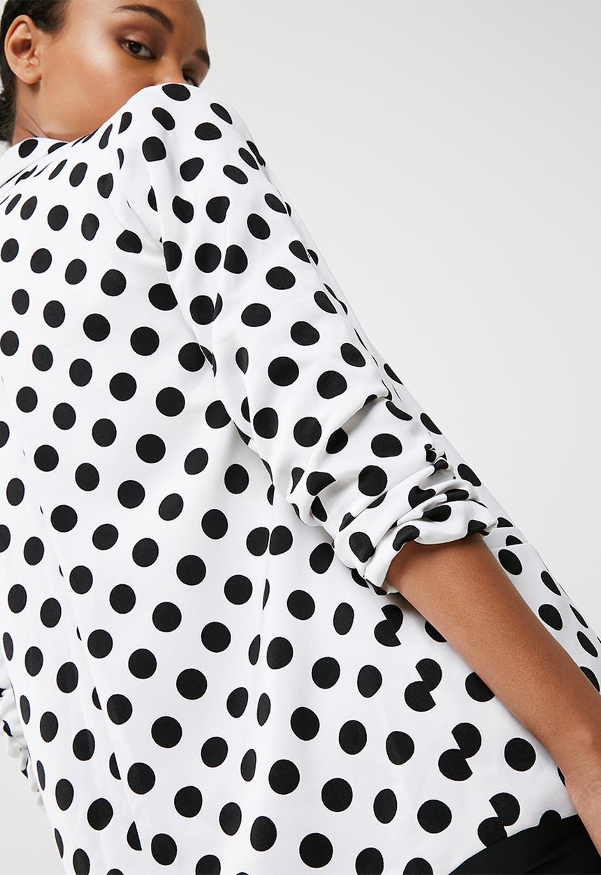 Missguided - Polka dot gathered sleeve blazer