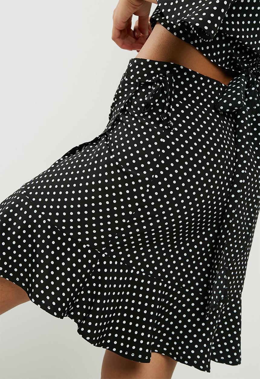 dailyfriday - Ruffle spot wrap mini skirt
