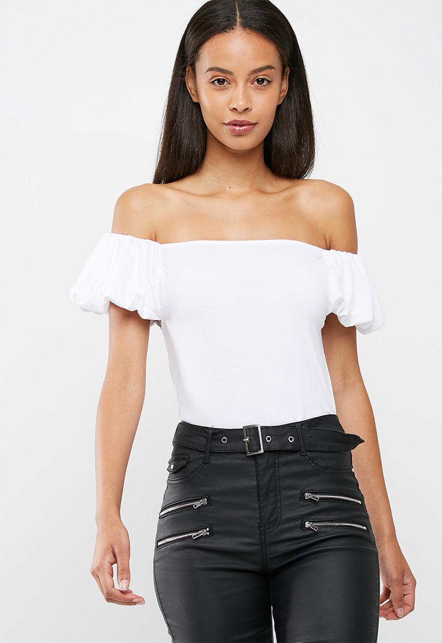 Missguided - Puffball sleeve bardot top