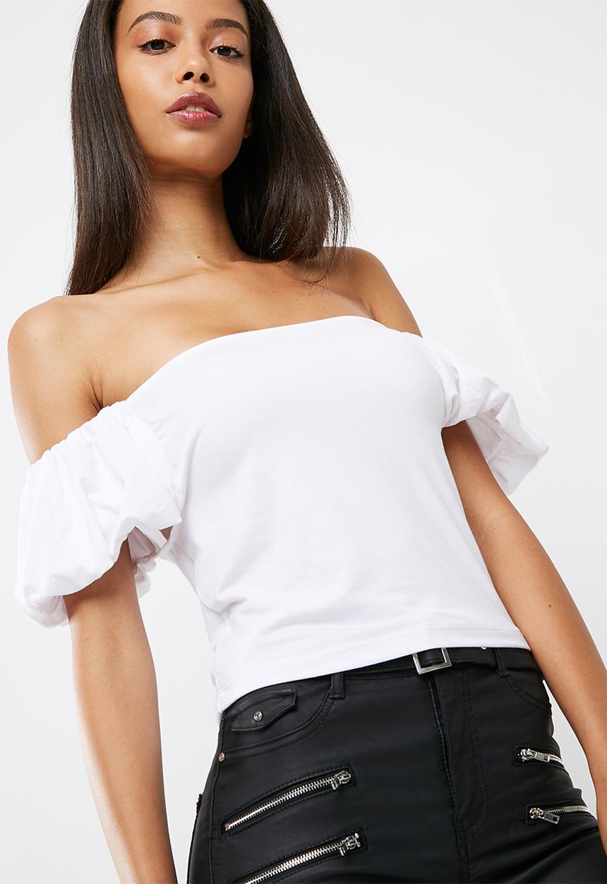 Missguided - Puffball sleeve bardot top