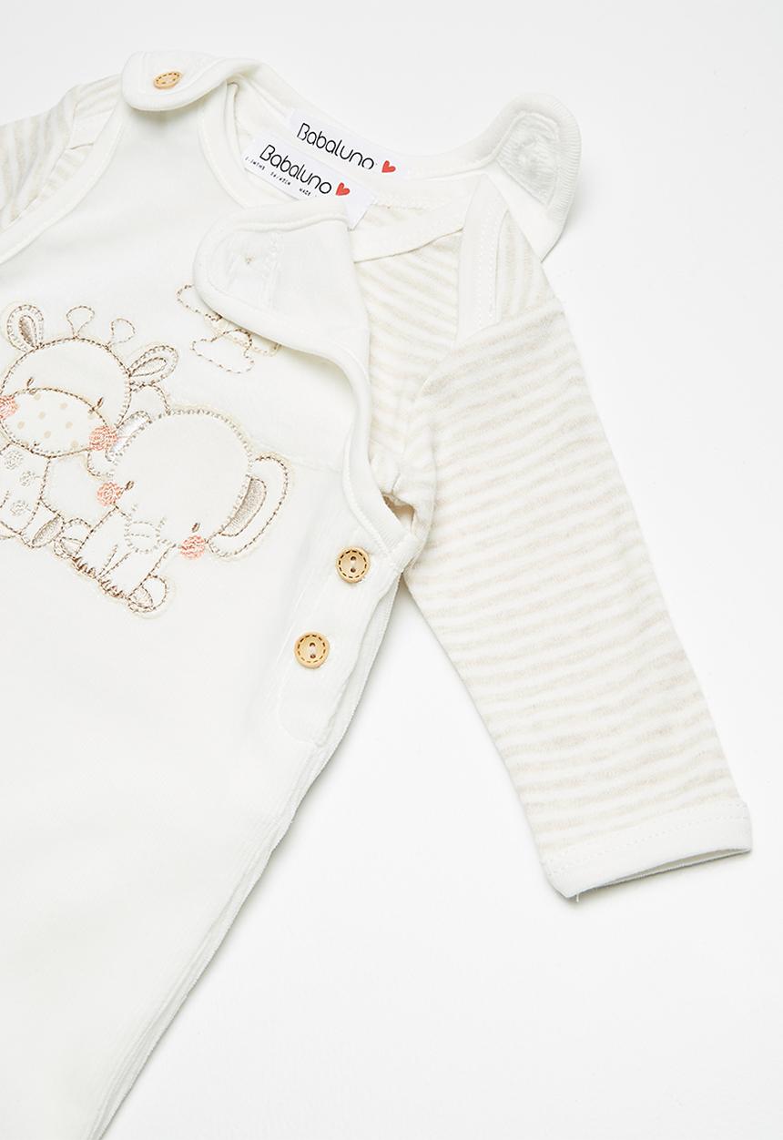 Babaluno - Velour dungaree and bodysuit set