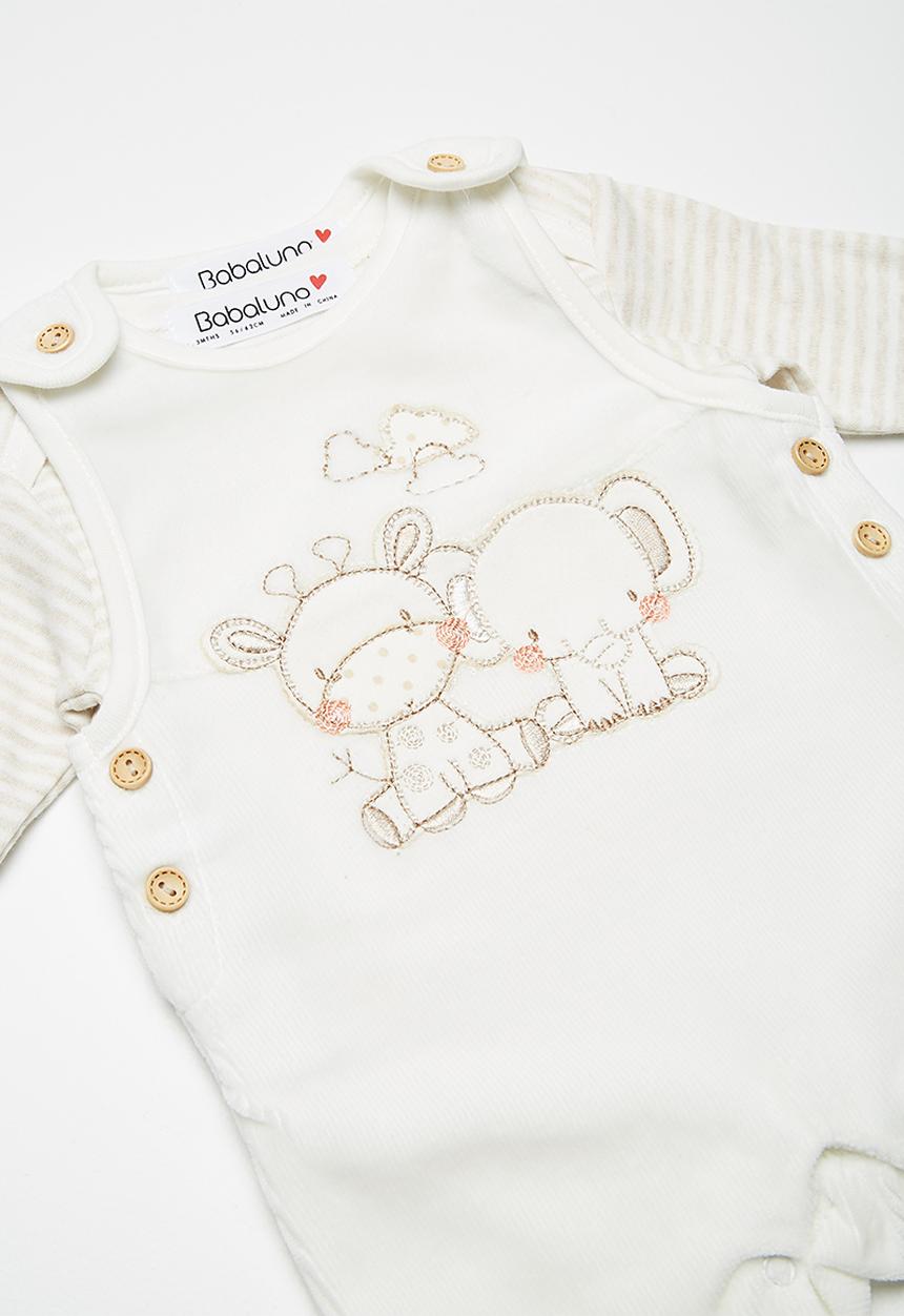 Babaluno - Velour dungaree and bodysuit set