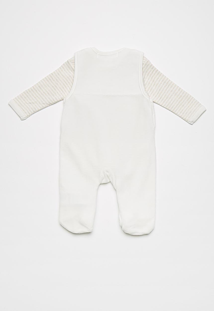 Babaluno - Velour dungaree and bodysuit set