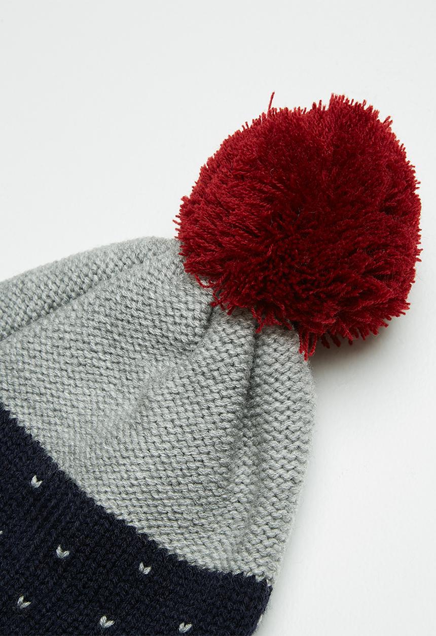 basicthread - Colourblock pom-pom beanie