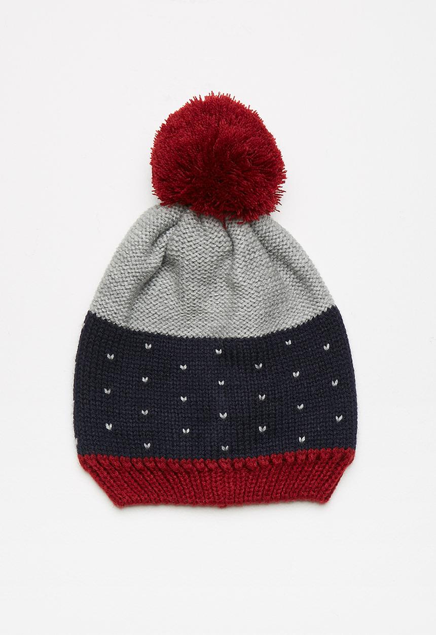 basicthread - Colourblock pom-pom beanie