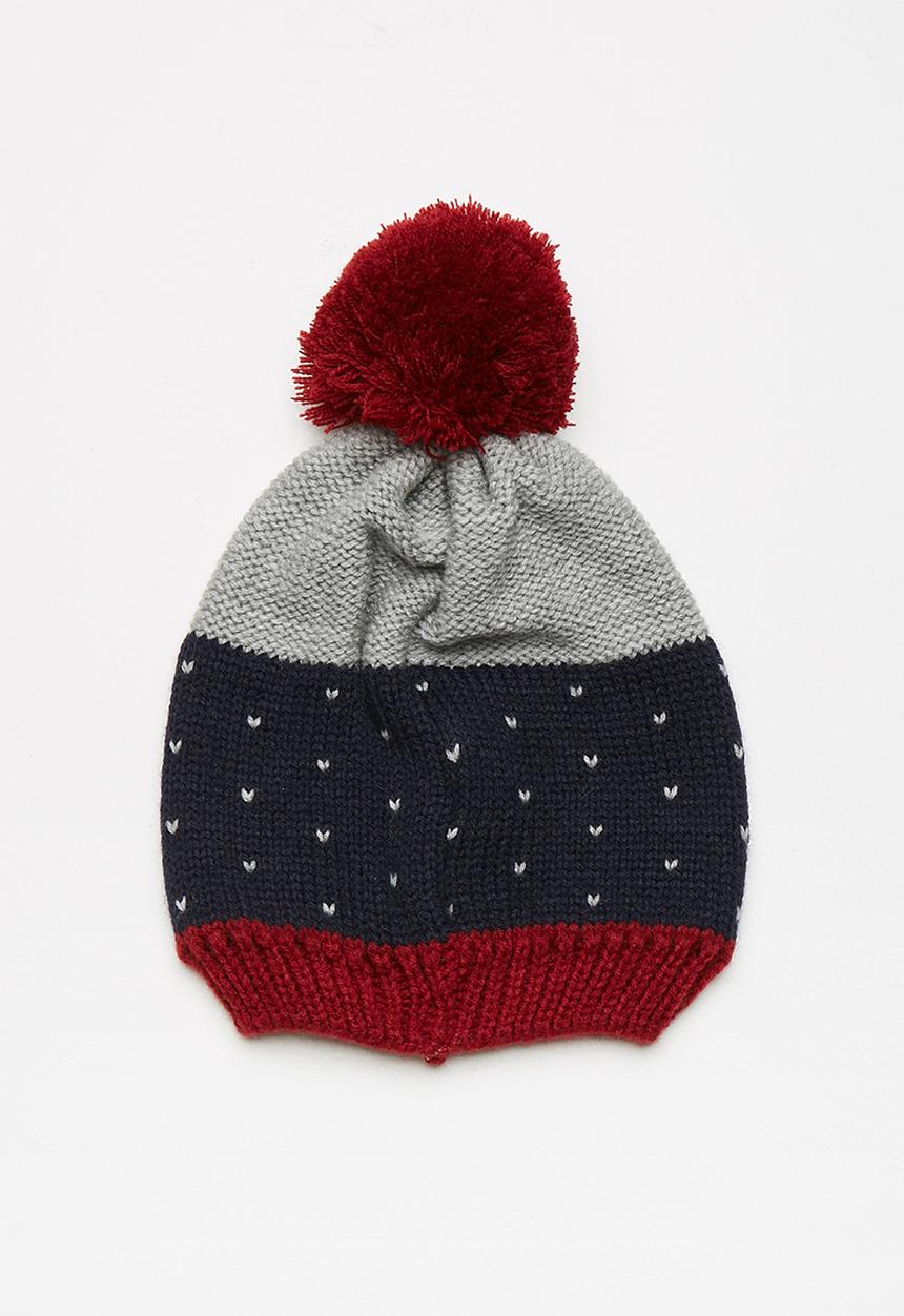 basicthread - Colourblock pom-pom beanie