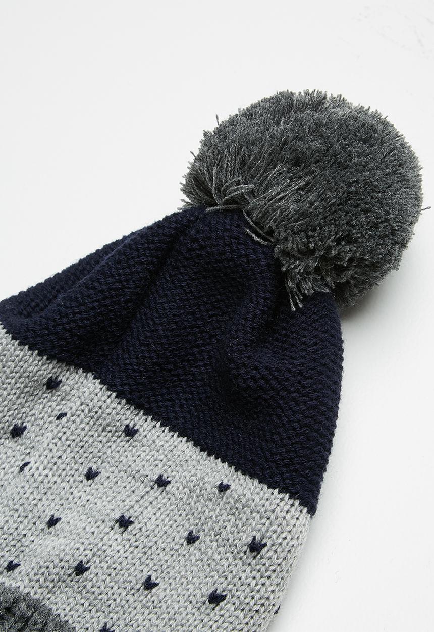 basicthread - Colourblock pom-pom beanie