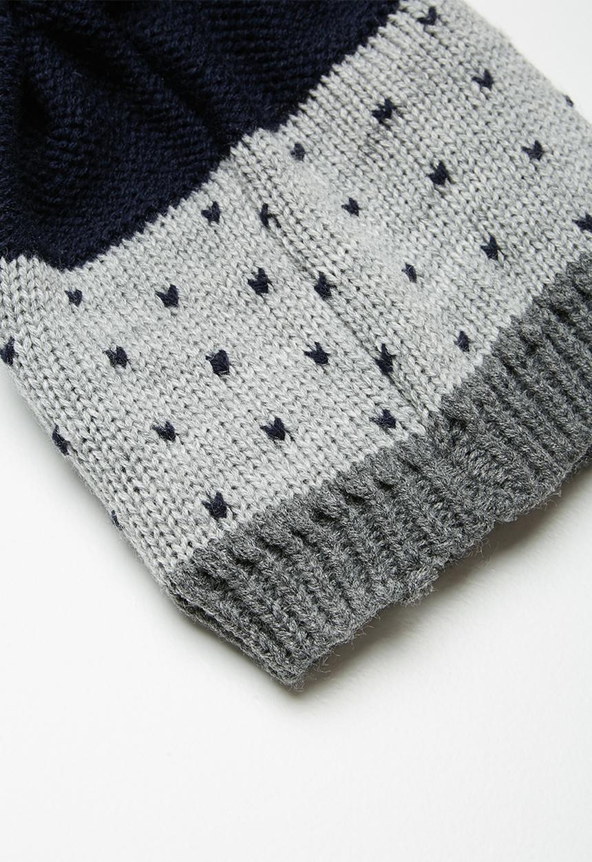 basicthread - Colourblock pom-pom beanie