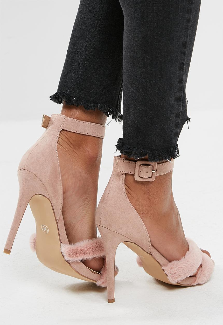 Missguided - Faux fur cross upper sandal - blush