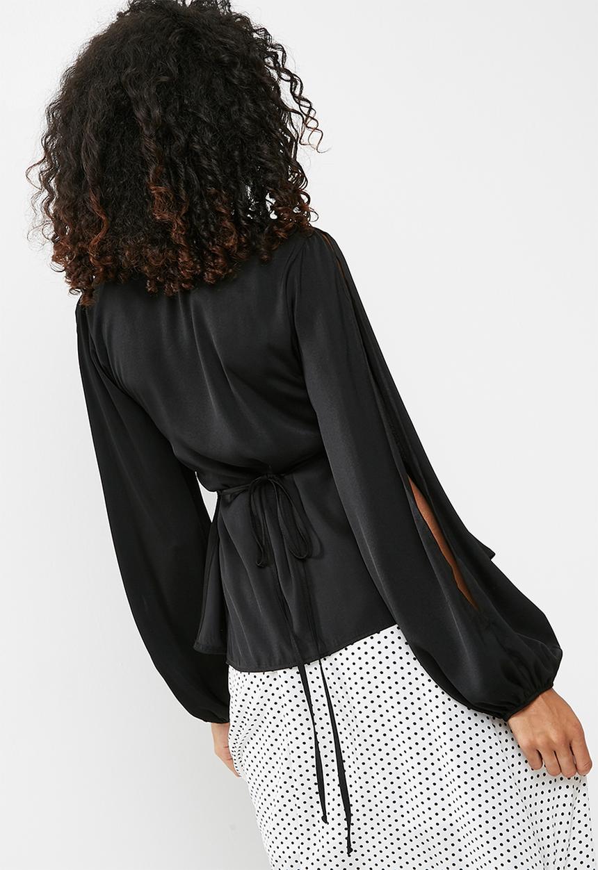dailyfriday - Wrap blouse with cold shoulder