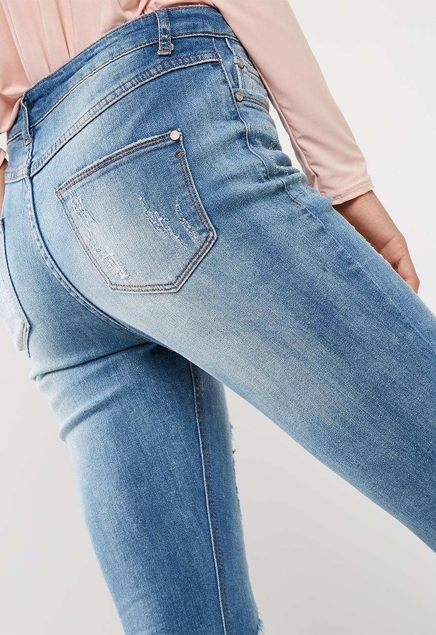 Missguided - Anarchy mid rise chewed hem skinny