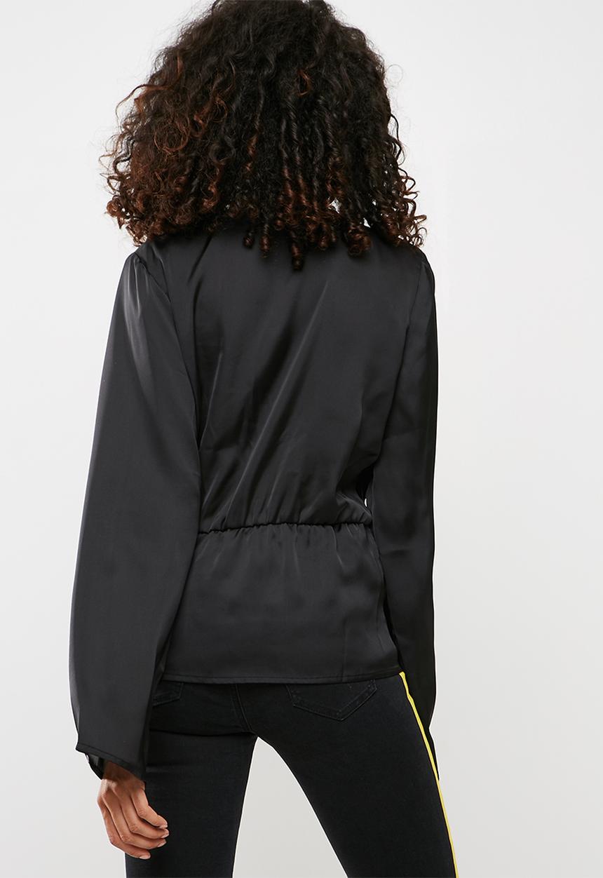 Missguided - Satin chiffon drape blouse