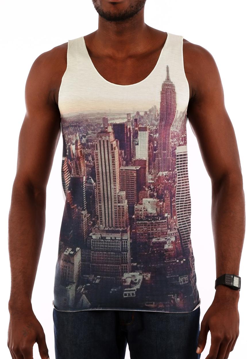 Top 100 Mandrobe Tees - New York Sky Line Vest – White Print