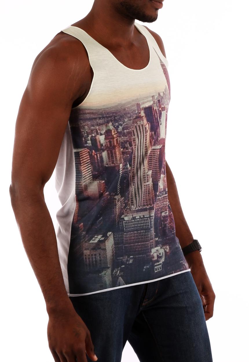 Top 100 Mandrobe Tees - New York Sky Line Vest – White Print