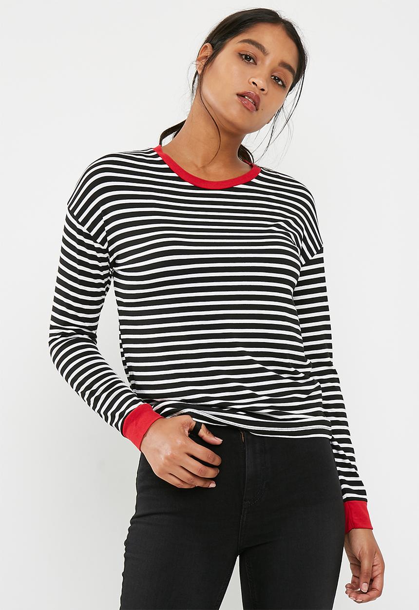 New Look - Long sleeve stripe fitted ringer top