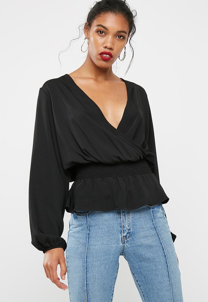dailyfriday - Shirred waist wrap blouse