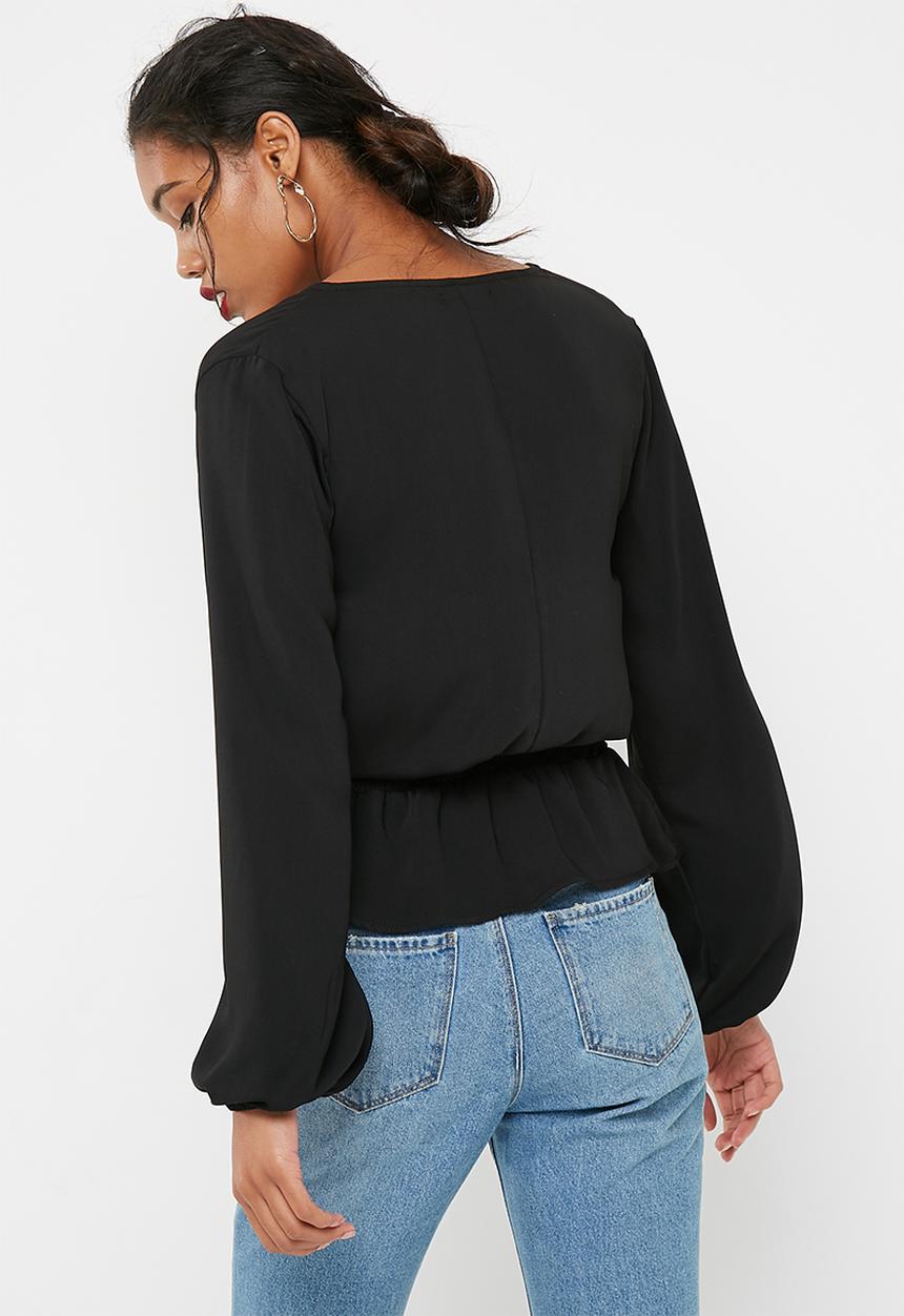 dailyfriday - Shirred waist wrap blouse