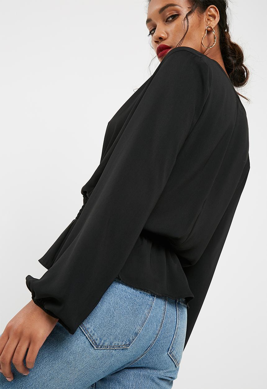 dailyfriday - Shirred waist wrap blouse