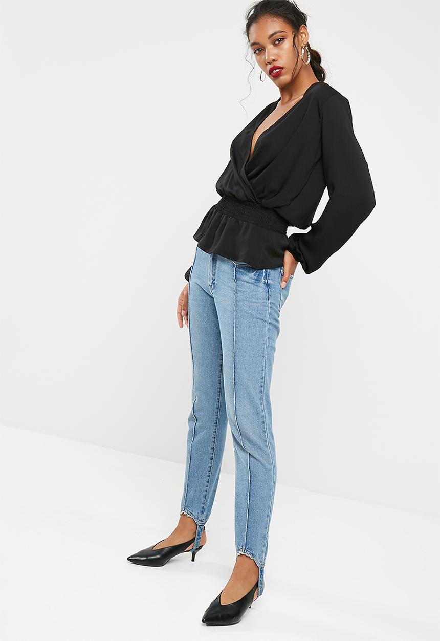 dailyfriday - Shirred waist wrap blouse