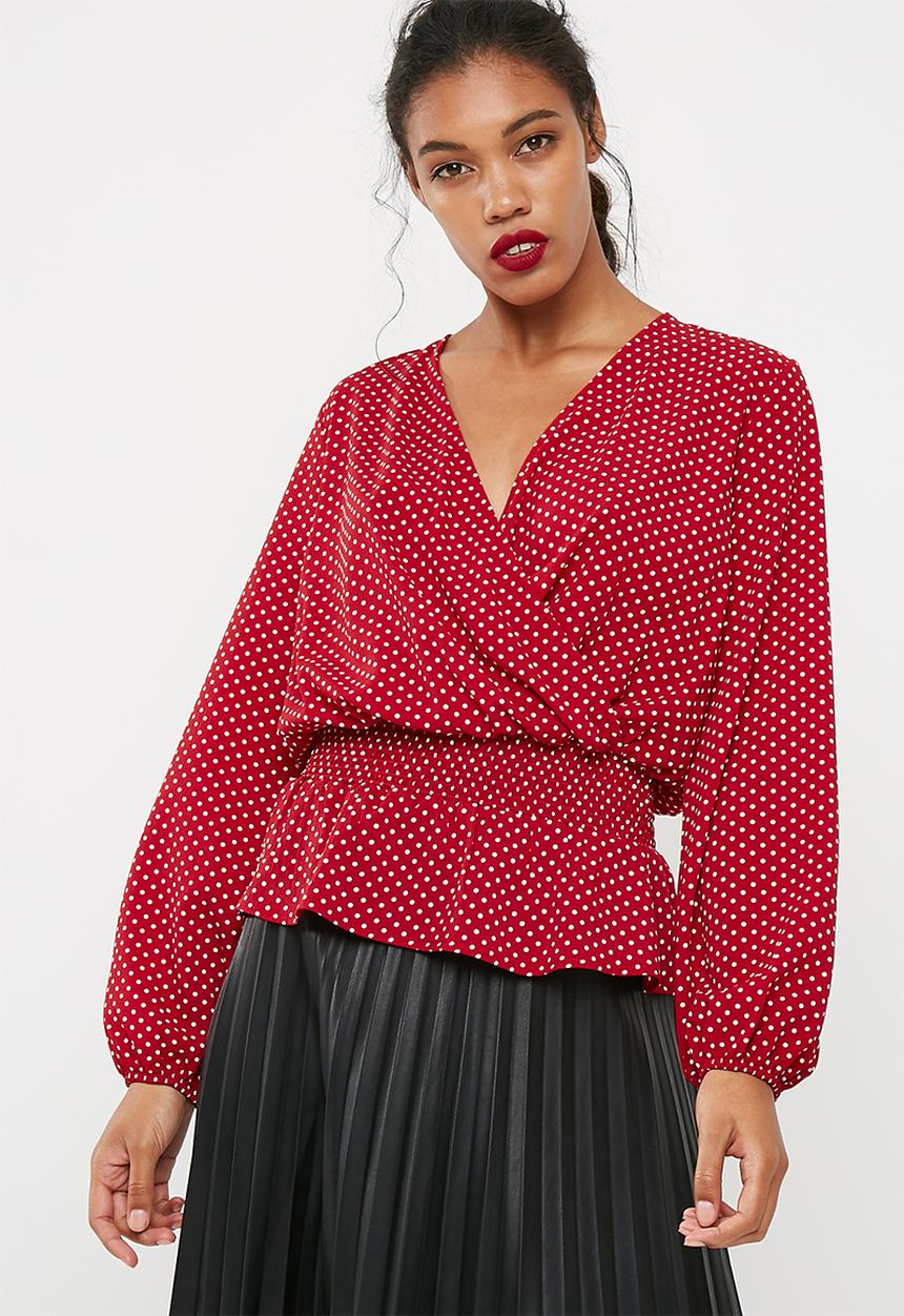 dailyfriday - Shirred waist wrap blouse