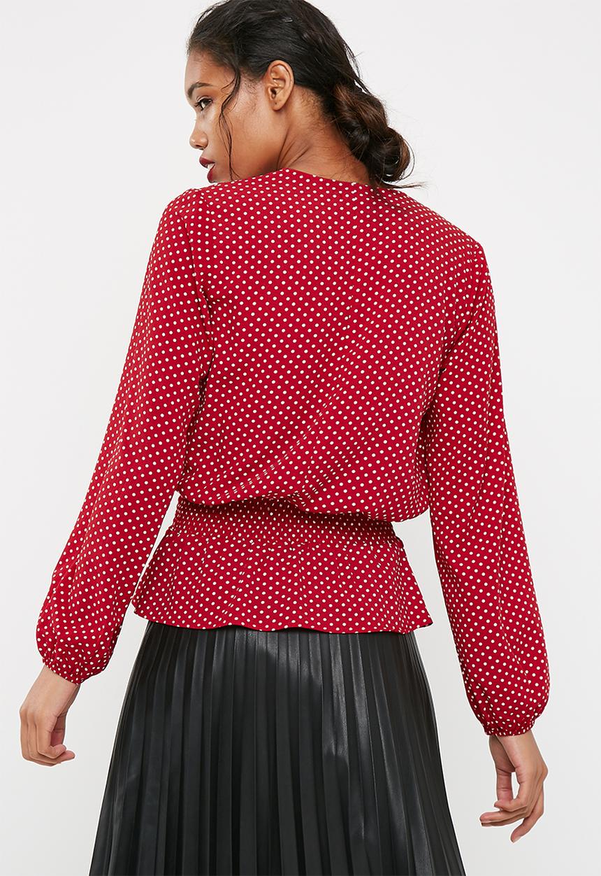 dailyfriday - Shirred waist wrap blouse