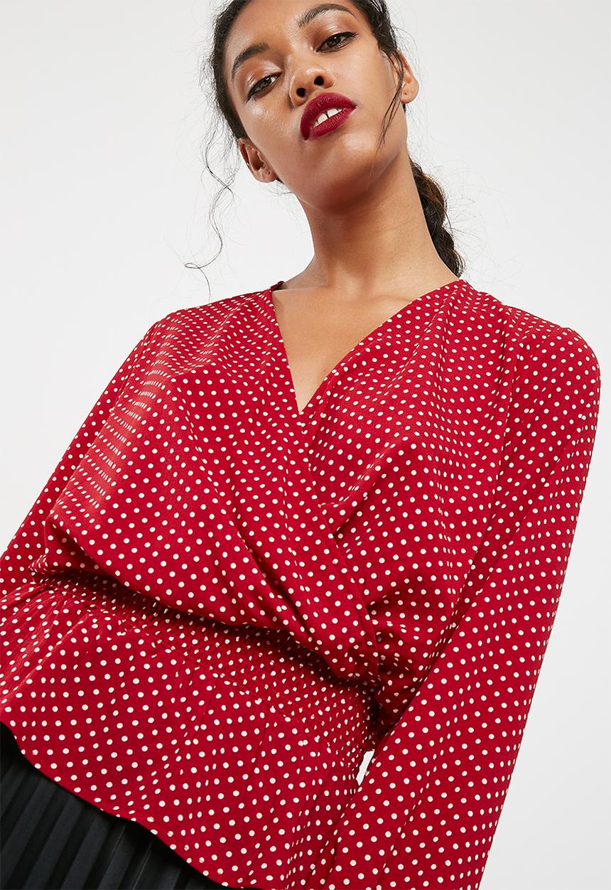 dailyfriday - Shirred waist wrap blouse