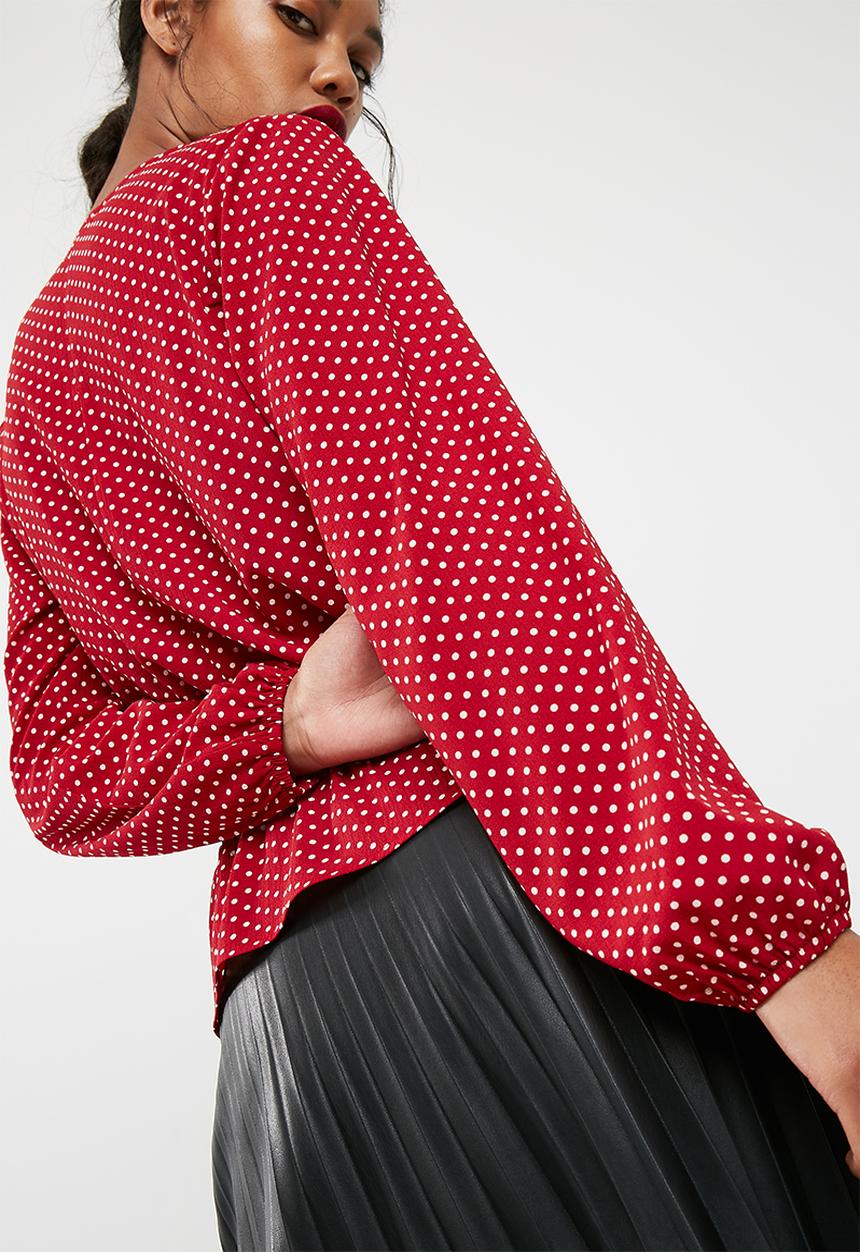 dailyfriday - Shirred waist wrap blouse