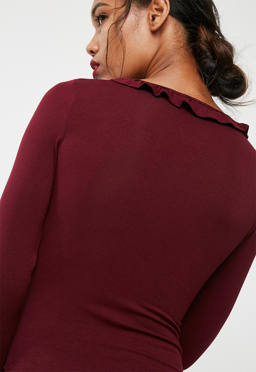 dailyfriday - Ruffle neck bodysuit