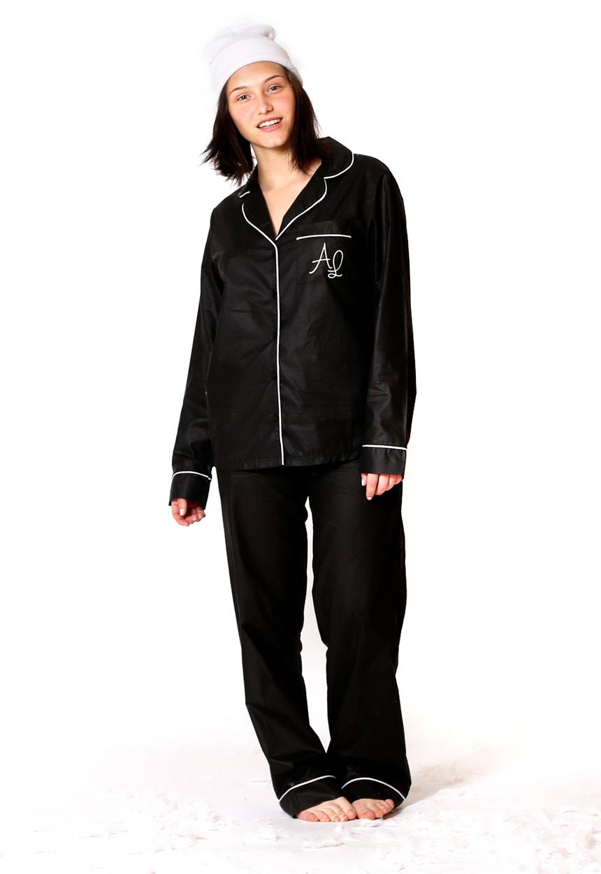 Anna-Louise Sleepwear - Silky Cotton Sleepwear Set – Black