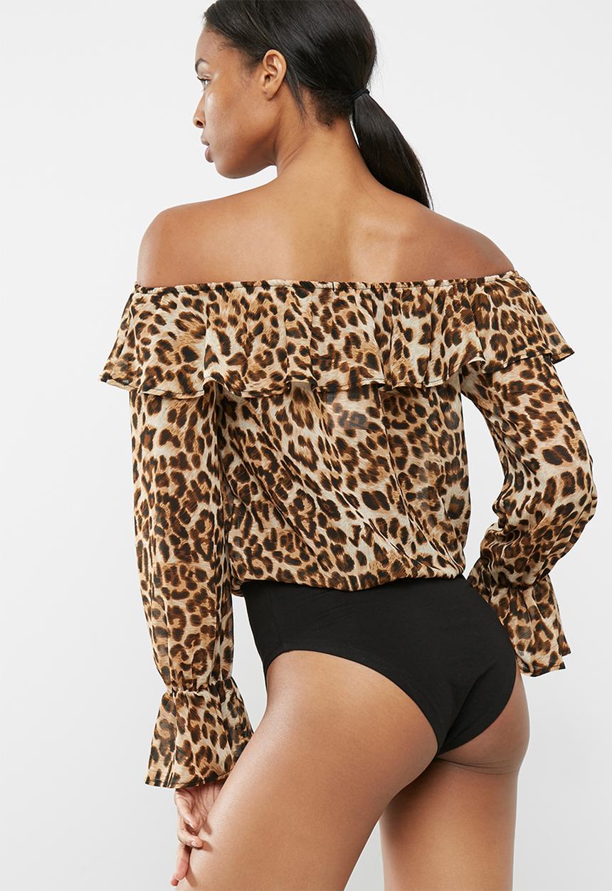 dailyfriday - Printed off the shoulder twofer bodysuit