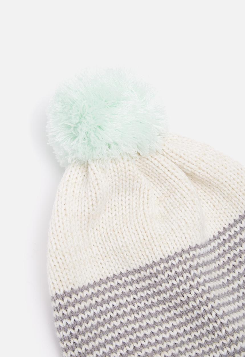 dailyfriday - Striped pom-pom beanie