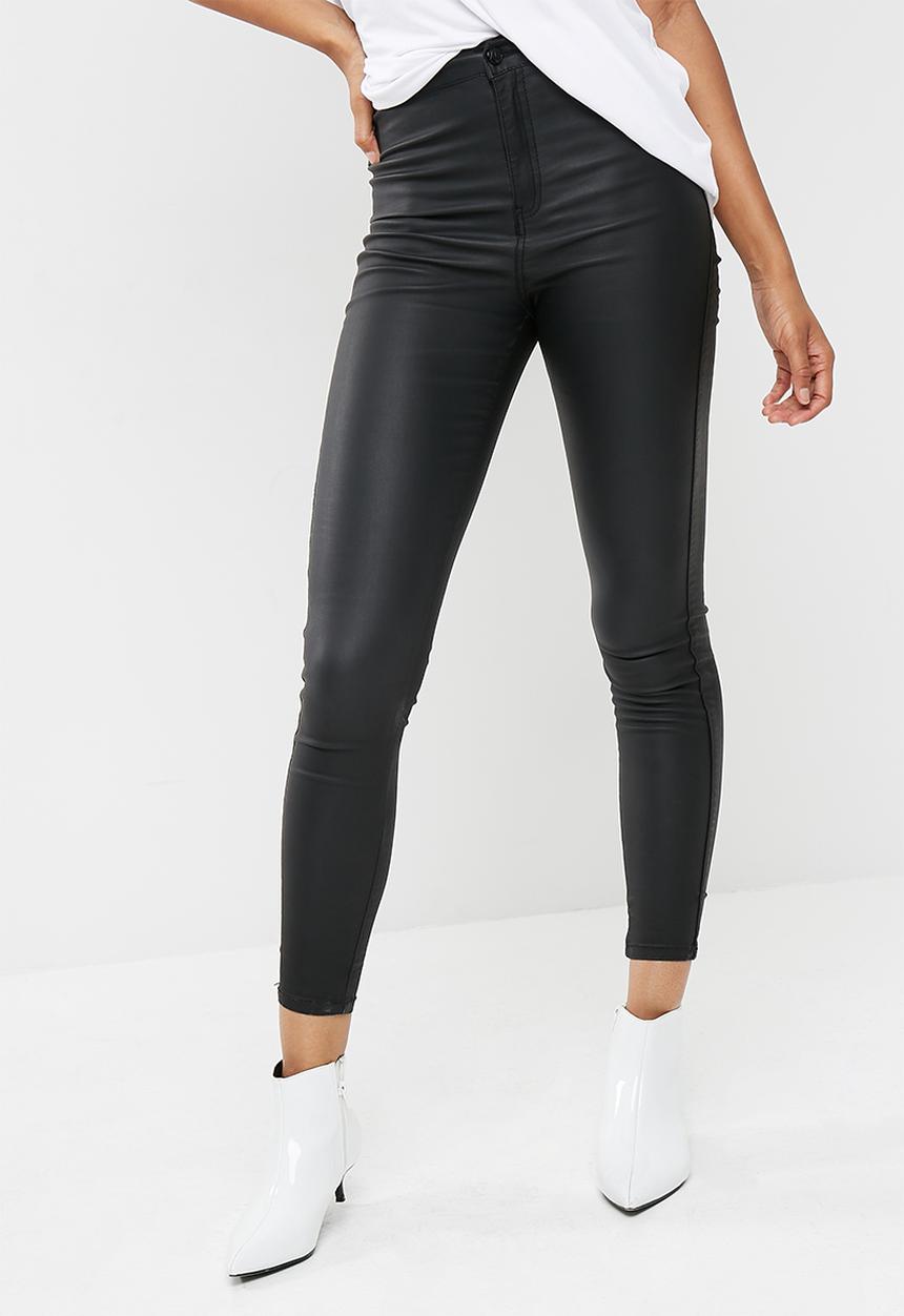 Missguided - Black Vice high waisted coated skinny