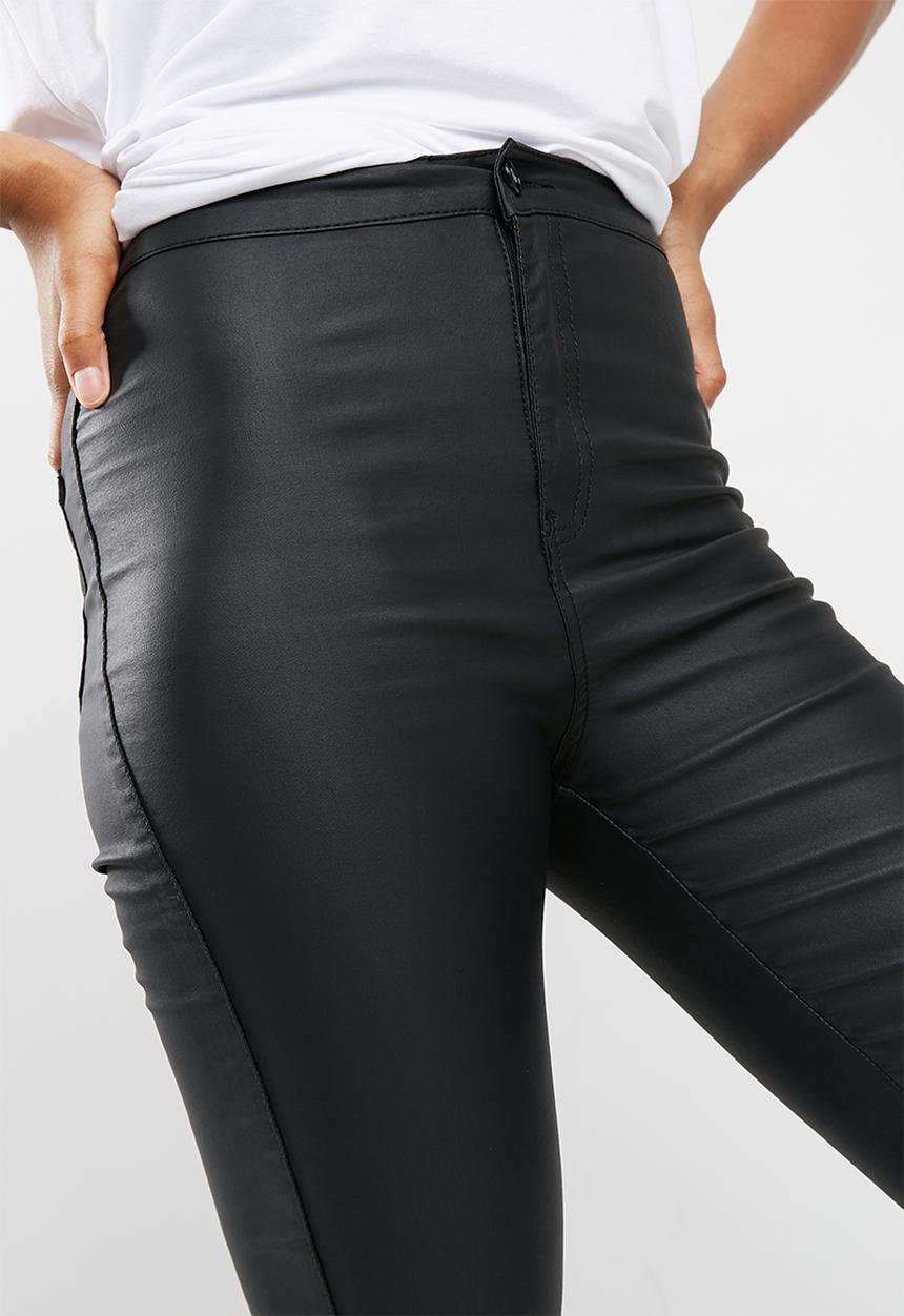 Missguided - Black Vice high waisted coated skinny