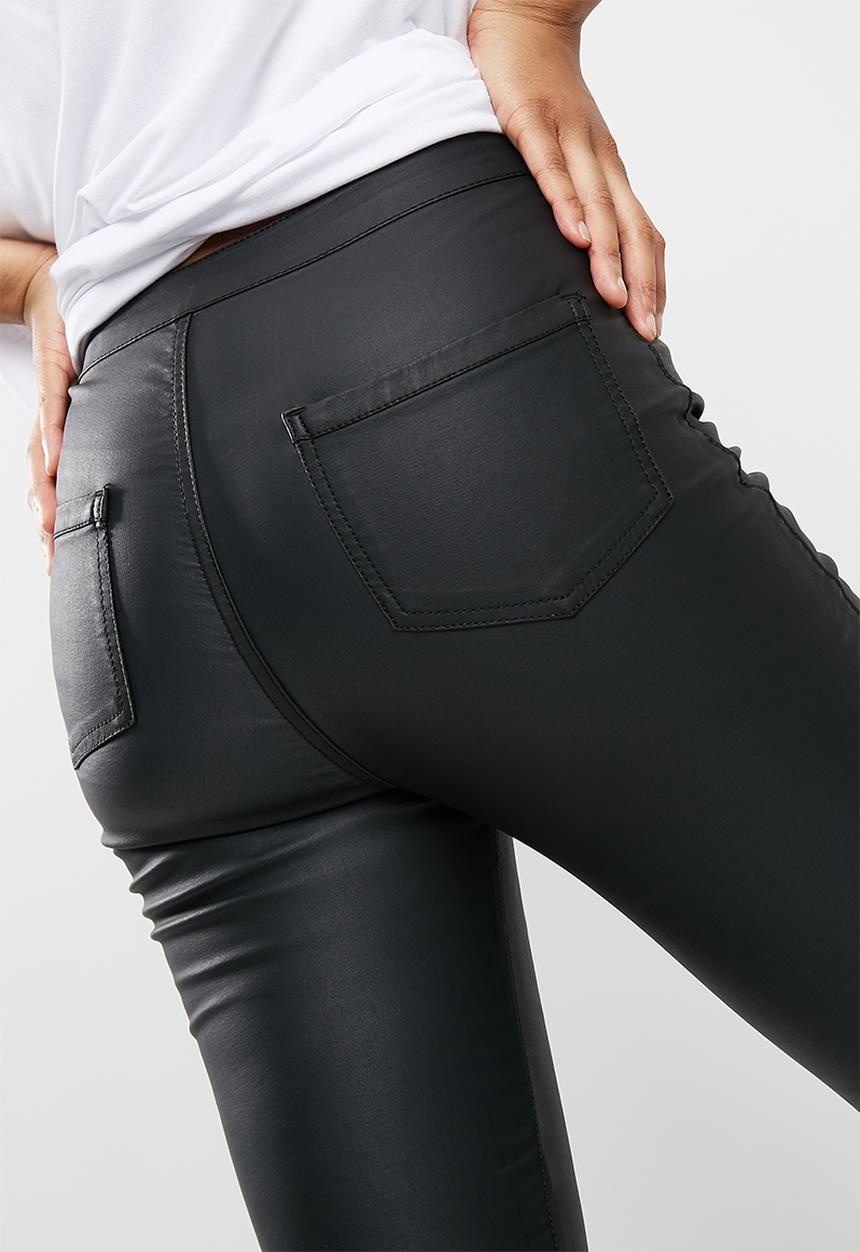Missguided - Black Vice high waisted coated skinny