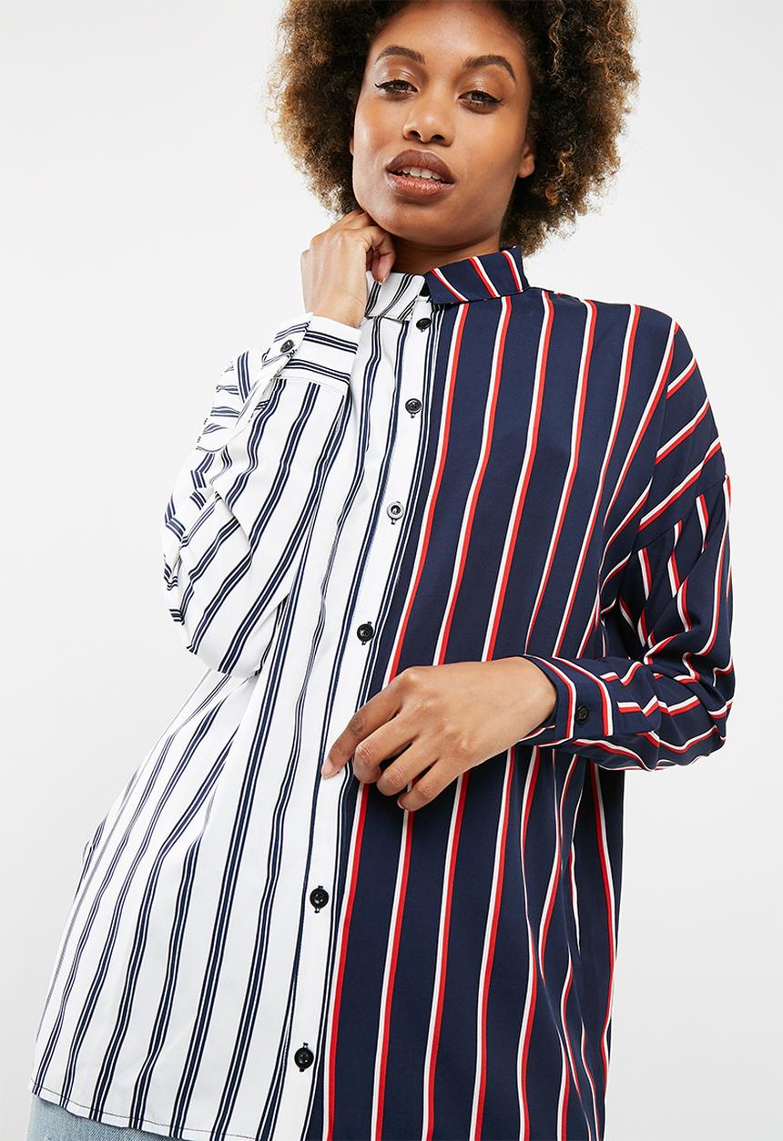 Missguided - Striped long line shirt