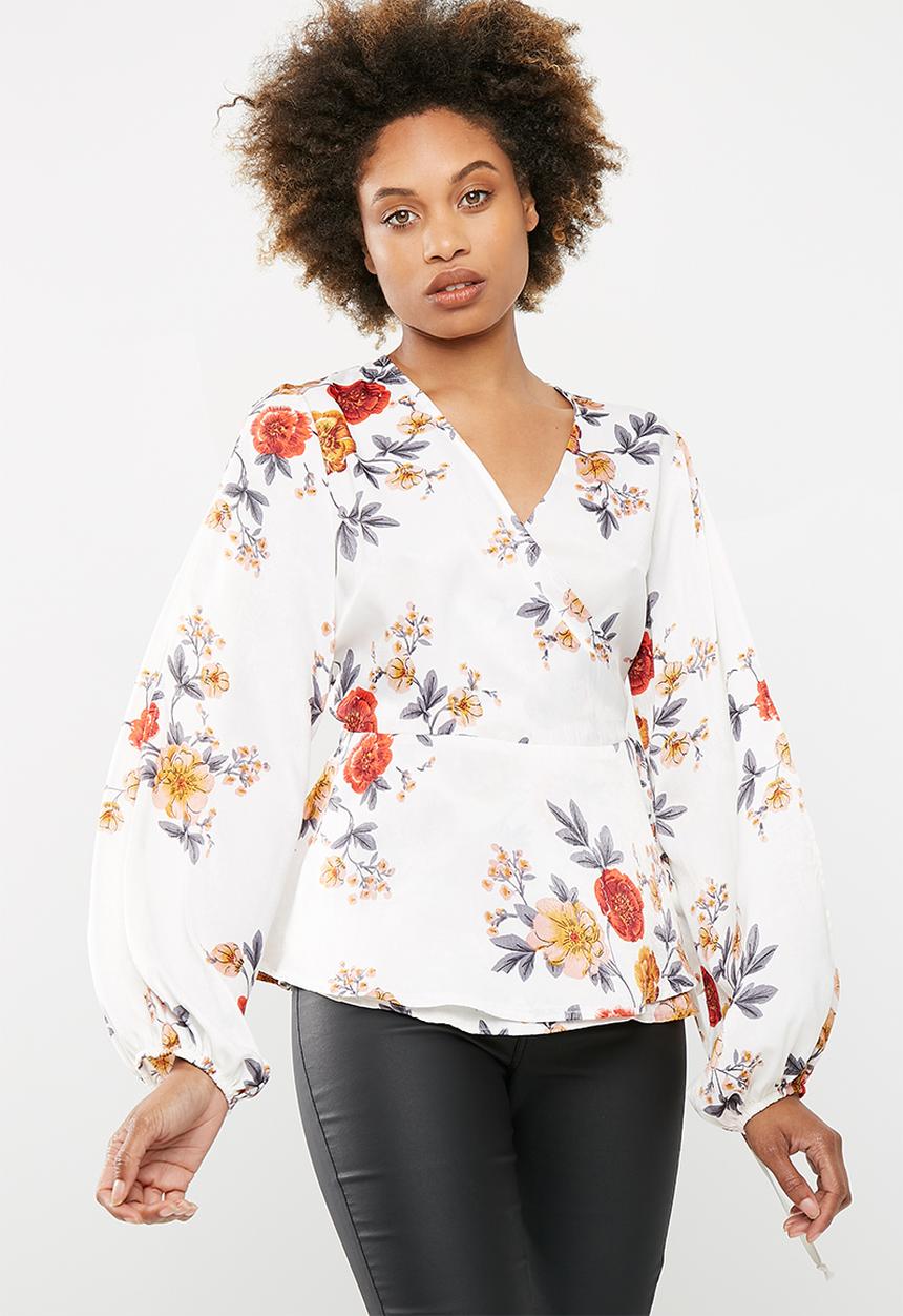 dailyfriday - Wrap blouse with cold shoulder