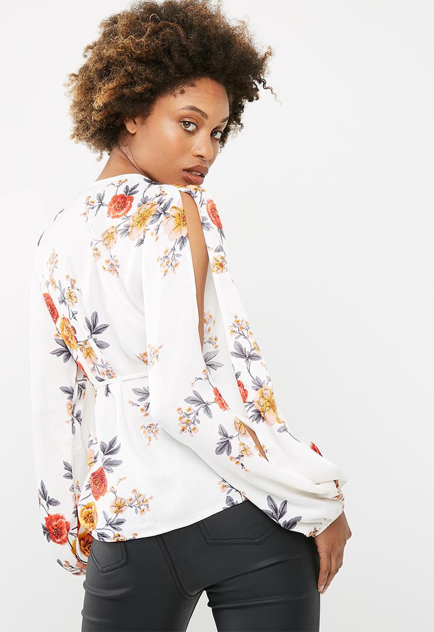 dailyfriday - Wrap blouse with cold shoulder