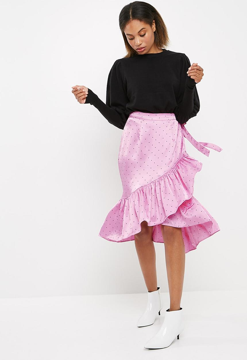 Vero Moda - Henna satin wrap skirt